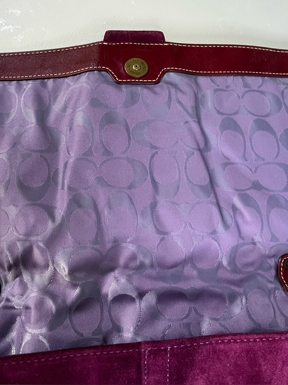 Vintage Y2K Coach Soho Suede Shoulder Flap - Style 9664 - Plum - Picture 14 of 16